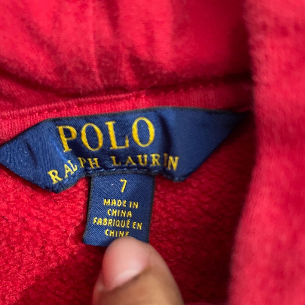 Ralph Lauren Polo Bear Hoodie Boys 7 Red Full Zip - Picture 3 of 6